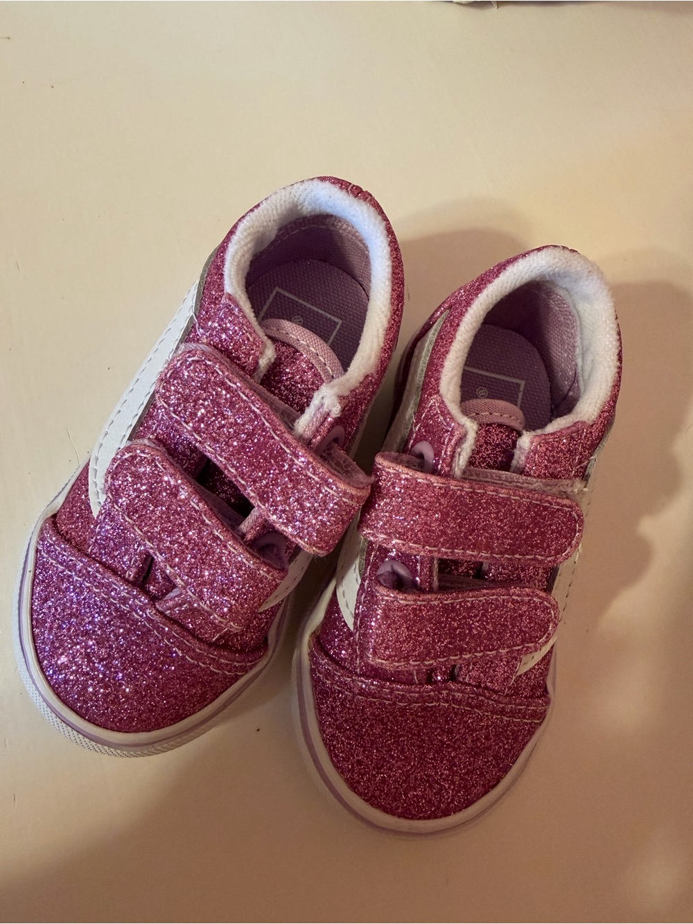 Vans Toddler Pink Glitter Velcro Sneakers